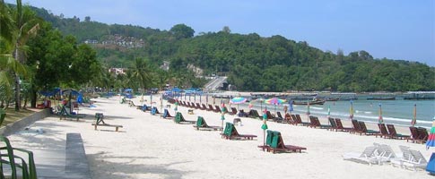 Patong Beach Phuket, sunbeds and parasols