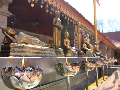 Wat Doi Suthep Buddha statue and lilly lanterns