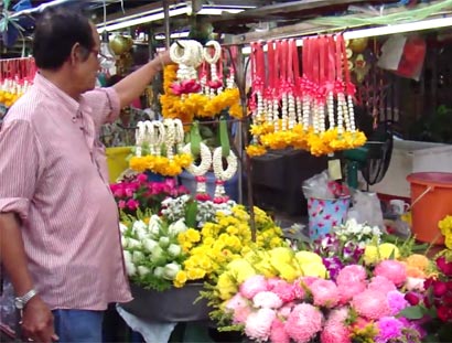 Flowers for sale at a local market in Hat Yai