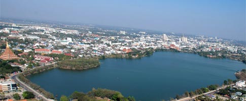 Khon Kaen Province from the air with Wat Nongwan