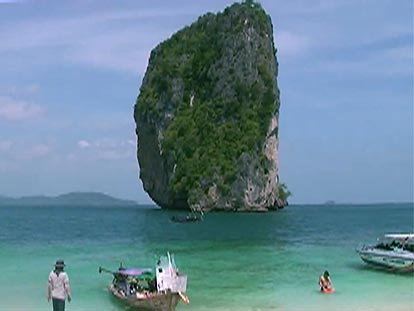 View of Thai island from Krabi beach