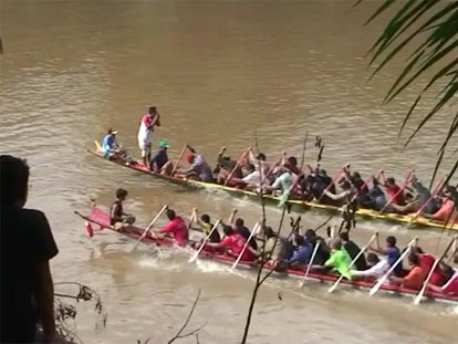 Long boat racing at festival in Thailand
