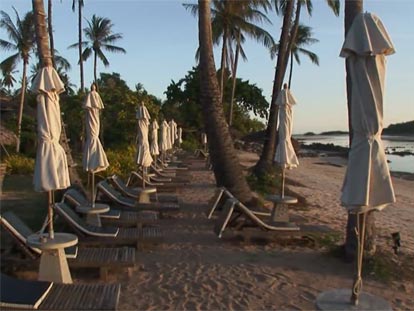 Beach chairs on a Koh Samui beach